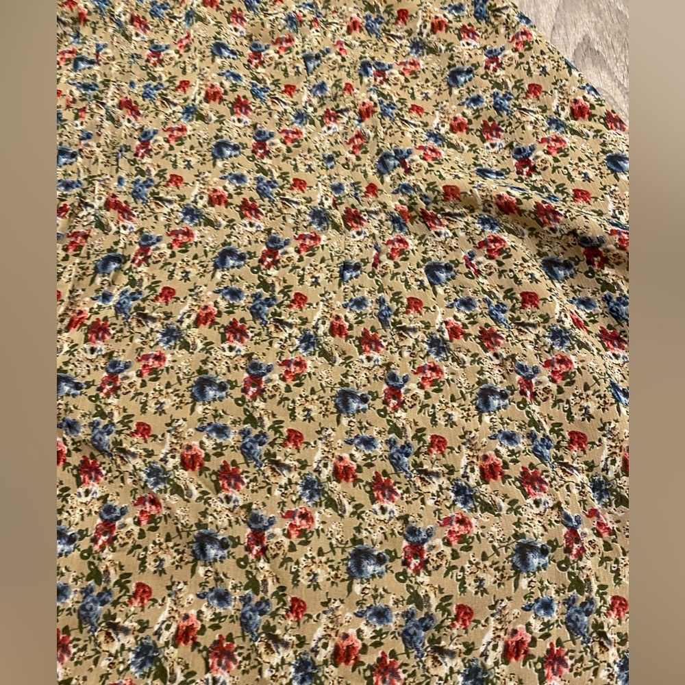NEW MIKAEL AGHAL Floral Red Blue Ruffle Knee Length Flare Dress- 4 - Picture 9 of 15